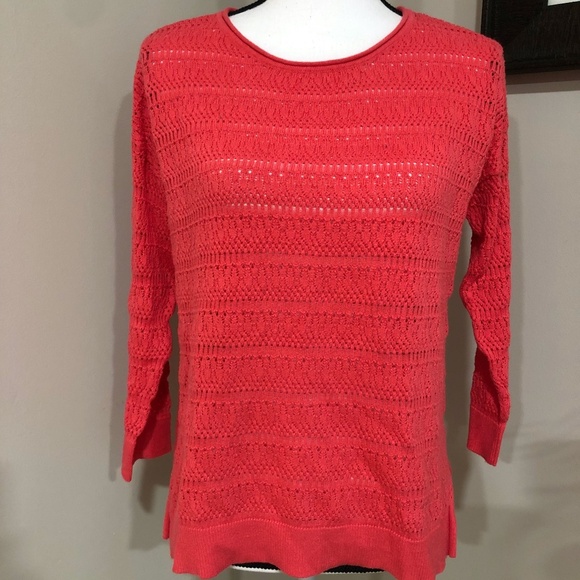 *ST. JOHN'S BAY* Pink 3/4 Sleeve Sweater Shirt Top Size Small - Picture 1 of 6